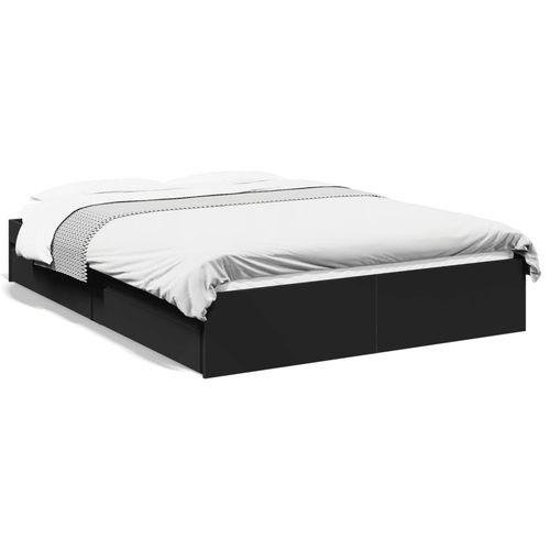 Vidaxl Cadre De Lit Avec Tiroirs Sans Matelas Noir 140x190 Cm