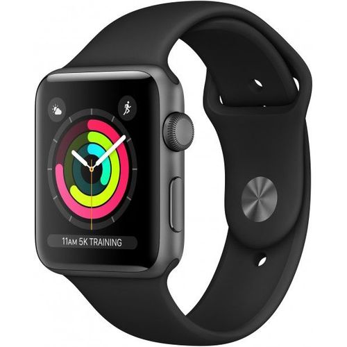 Apple Watch Series 3 (Gps) - Boîtier 42 Mm Aluminium Space Grey Bracelet Sport Noir 140-210 Mm