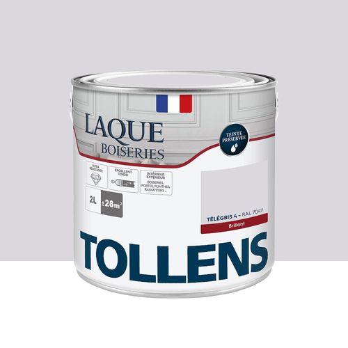 Laque boiseries et métal Tollens brillant télégris 4 RAL 7047 2L