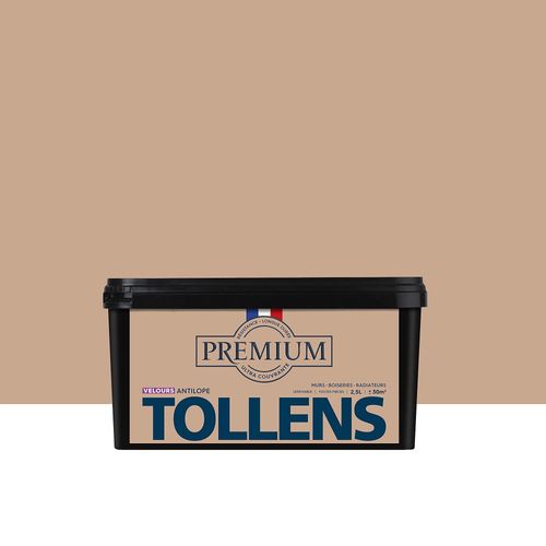Peinture Tollens premium murs, boiseries et radiateurs beige antilope velours 2,5L
