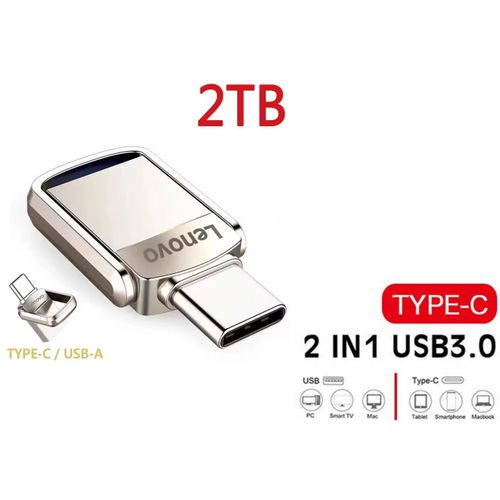 2TB U-DISK Clé USB 3.0 to USB Type C Android, 2en1