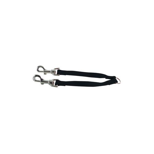 Accouple Nylon Noire Doogy Gamme Essentiel, Laisse Double Pour Chien