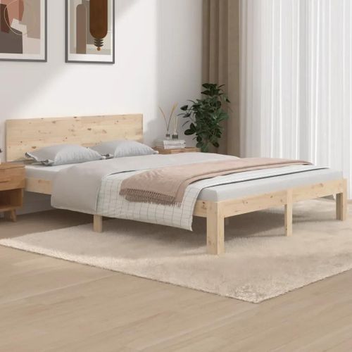 Cadre De Lit Sans Matelas Bois De Pin Massif 140x190 Cm