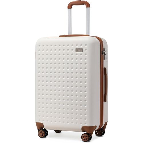 GOTHICANA BY EMPValise Cabine 57Cm, Bagage Cabine En Abs Valise Rigide 4 Roulettes Valise De Voyage Avec Serrure Tsa (Crème)